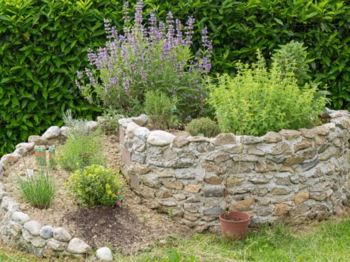 Herb,Spiral,Stone,With,Kitchen,Herbs